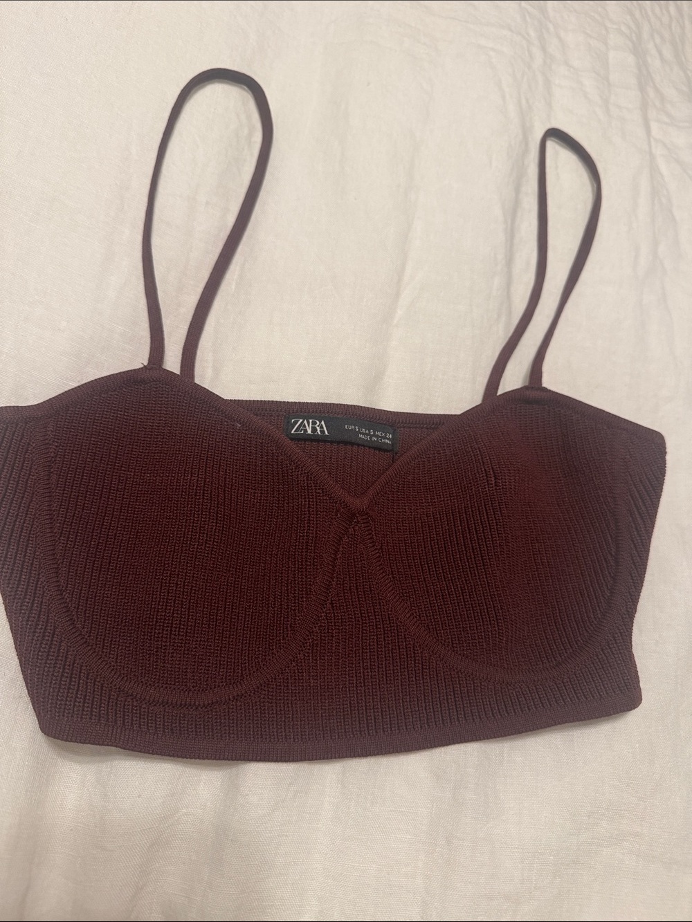 Zara Brown Knit Cropped Camisole